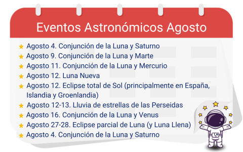 Calendario de eventos astron&oacute;micos del mes